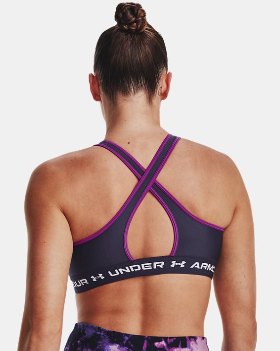 Women's Armour® Mid Crossback Sports Bra, Gray, pdpMainDesktop image number 5